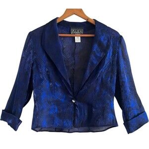 Vintage Sheer Cropped Jacket size S Blue evening glam grunge